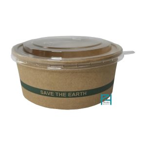 Bol redondo de cartón natural 750 ml con tapa
