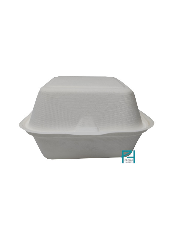 Envase hamburguesa caña de azúcar blanco 15x15x8 cm