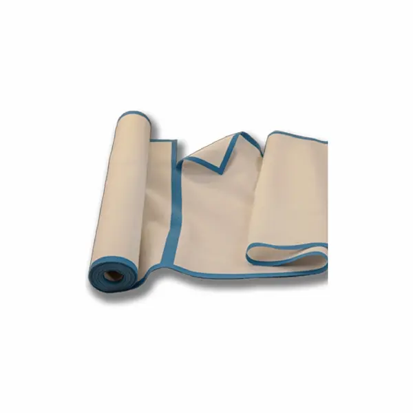 Rollo 10 paños algodón blanco orla azul 40x64 cm