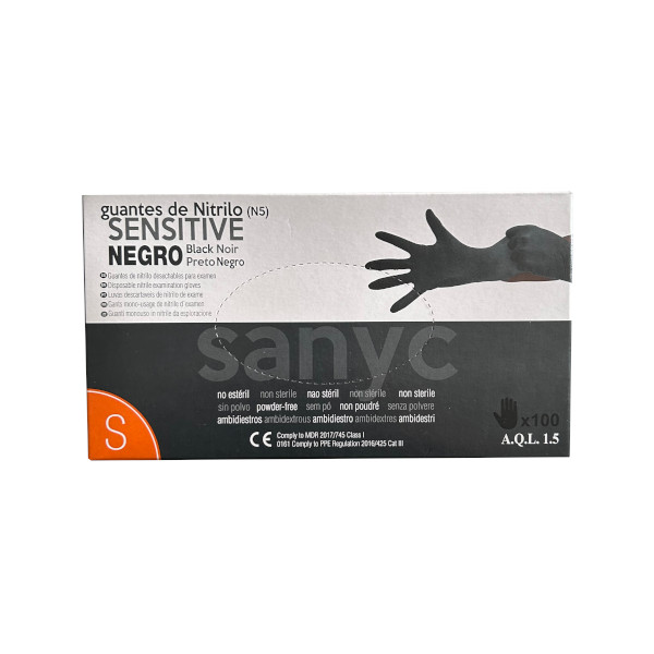 Guantes de nitrilo negro talla S 5,5 gramos caja 100