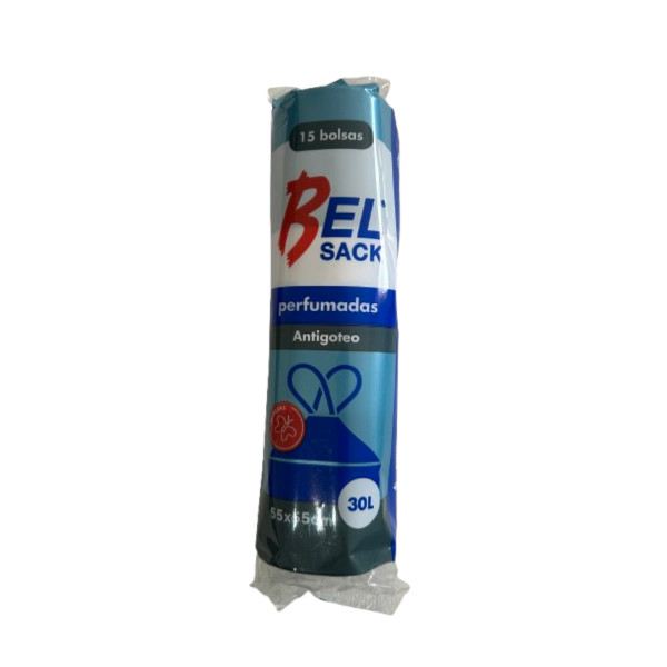 Bolsa de basura azul 55x55 cm 30L cierre fácil
