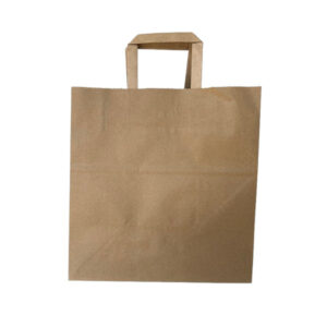 Bolsa de papel con asa plana para llevar comida, 32+22x26 cm, paquete 250 uds.