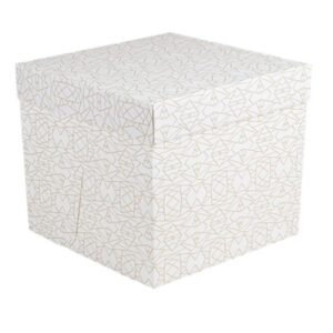 Caja pastelería blanca decorada sin ventana 35,6x35,6x30,5 cm 30 unidades.
