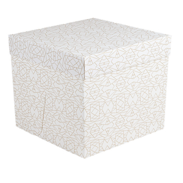 Caja pastelería blanca decorada sin ventana 35,6x35,6x30,5 cm 30 unidades.