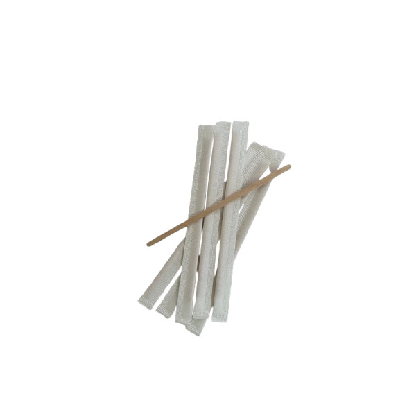 Paletinas de madera de 14 cm enfundadas individualmente para café y bebidas take away